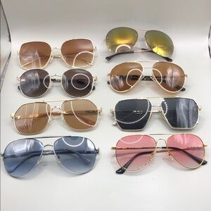 Curated bundle 8 trendy name brand sunglasses variety aviator pilot UNISEX.